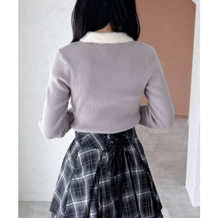 【WEB限定アイテム】配色衿フェザーニット | INGNI  | 詳細画像14 