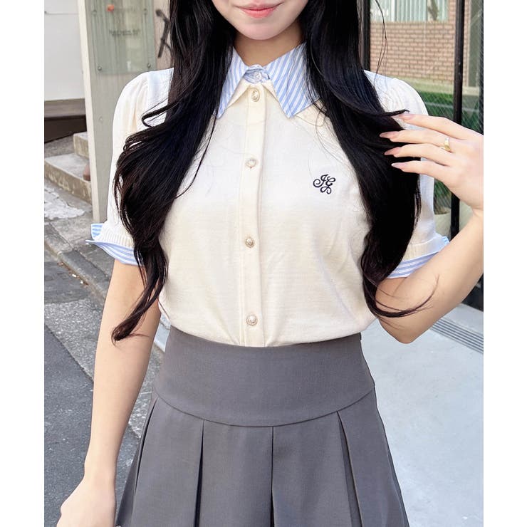 12G Wカラー配色半袖ポロニット | INGNI  | 詳細画像15 