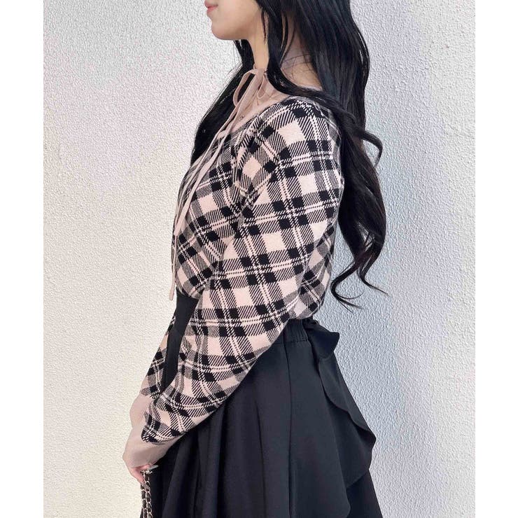 12Gクロスチョーカーチェック柄長袖ニット | INGNI  | 詳細画像19 