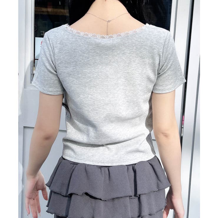 衿レース付フロントギャザーリボンリブTOPs | INGNI  | 詳細画像32 