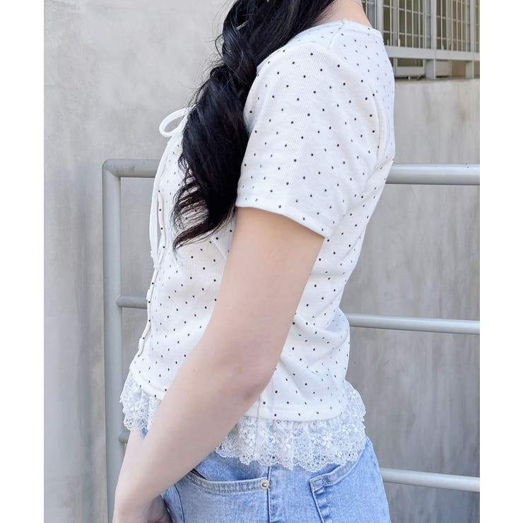 レースレイヤード風リボン付きリブTOPs | INGNI  | 詳細画像11 