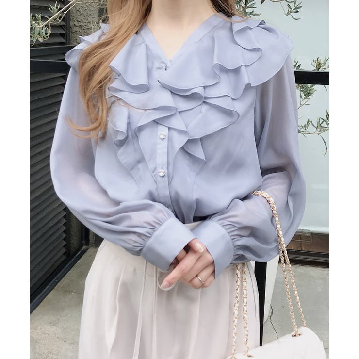 装飾釦ラメシアーフリルブラウス | INGNI  | 詳細画像10 