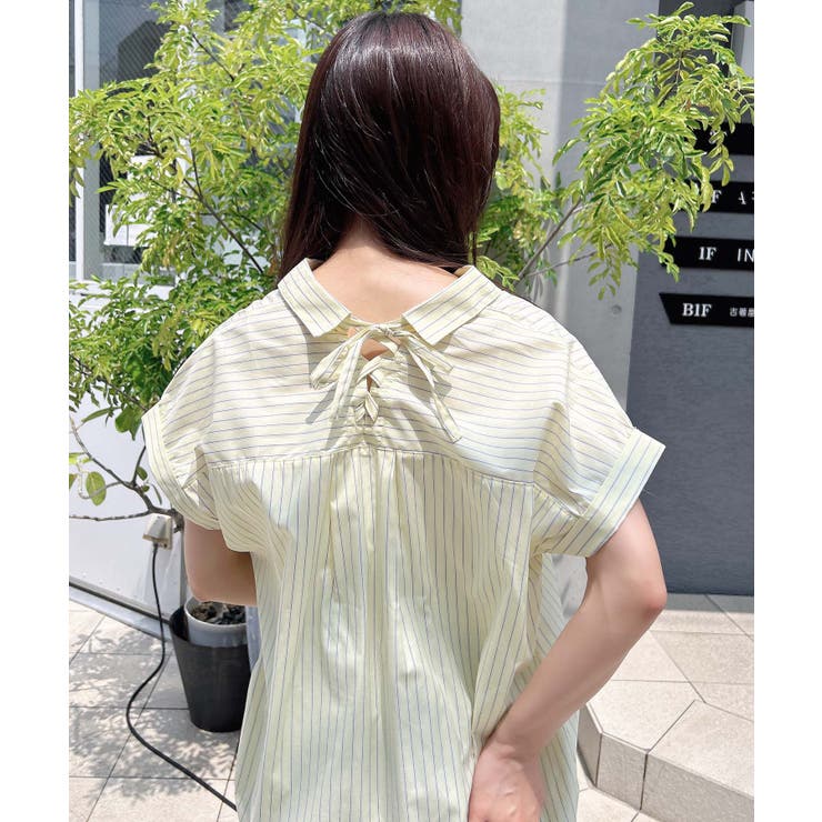 多種ボタン後ろレースアップタケノコシャツ | INGNI  | 詳細画像18 