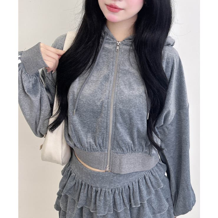 グレー | サイドラインジップベロアパーカー | INGNI 