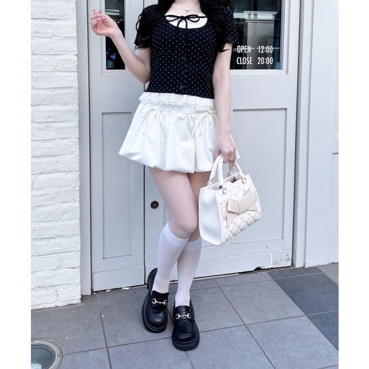 レースレイヤード風リボン付きリブTOPs | INGNI  | 詳細画像7 