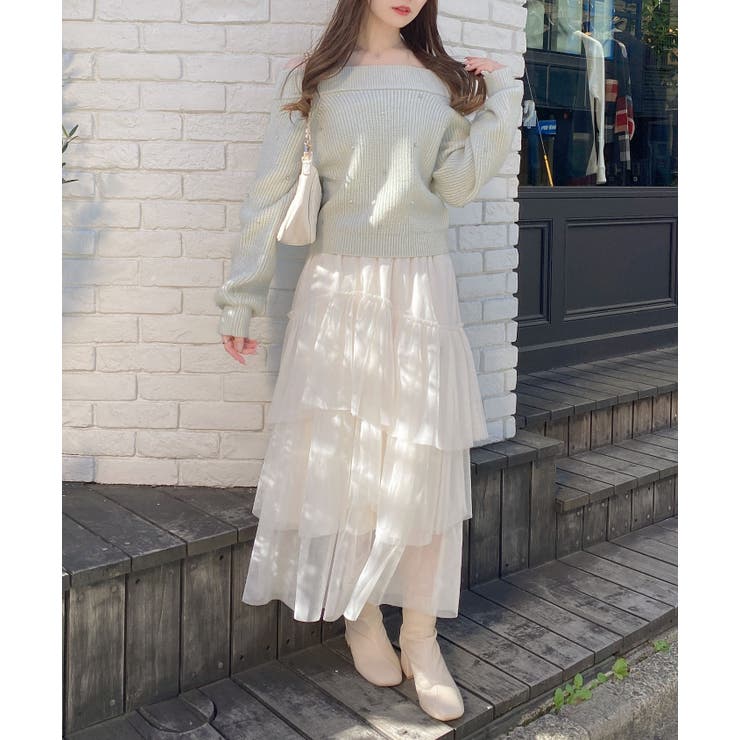 7Gもちもちラメ畦パールビジュ付オフショルニット | INGNI  | 詳細画像21 