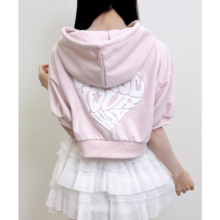 Backハートラメミニ裏毛ショートZIPパーカー | INGNI  | 詳細画像19 