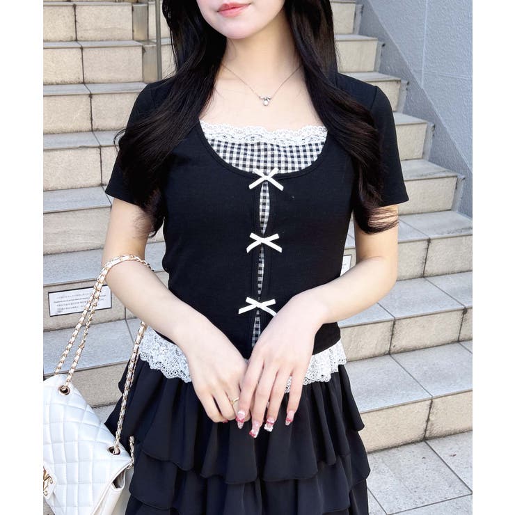 レイヤード前リボンリブTOPs | INGNI  | 詳細画像2 