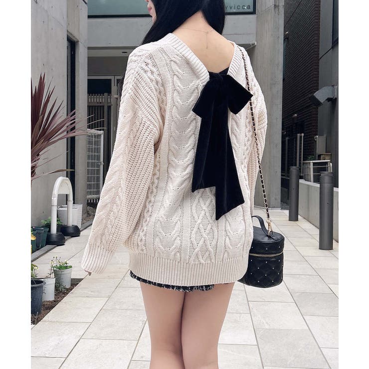 5G Backベロアリボンケーブルチュニックニット | INGNI  | 詳細画像5 