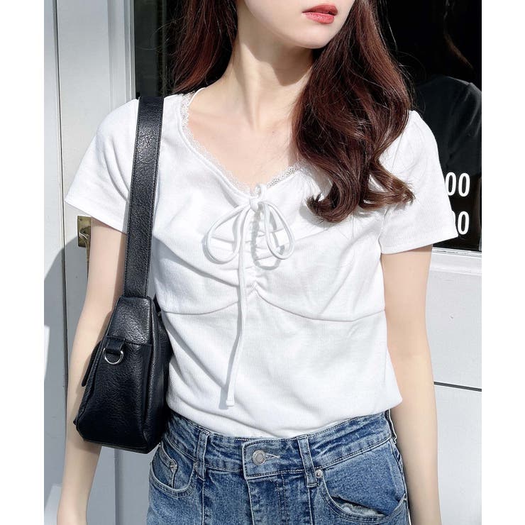 衿レース付フロントギャザーリボンリブTOPs | INGNI  | 詳細画像21 