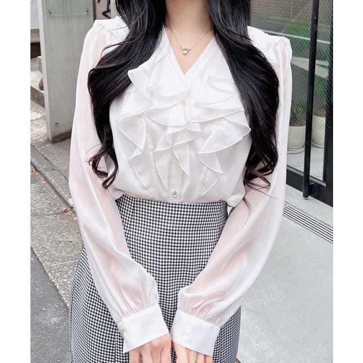 装飾釦ラメシアーフリルブラウス | INGNI  | 詳細画像2 