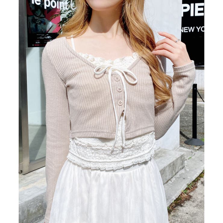 ライトベージュ | レースレイヤードカーデTOPs | INGNI 