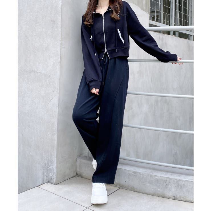 レース付胸ロゴ裏毛ショートZIPパーカー | INGNI  | 詳細画像29 