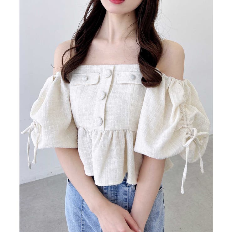 ツイードペプラムオフショルブラウス | INGNI  | 詳細画像7 