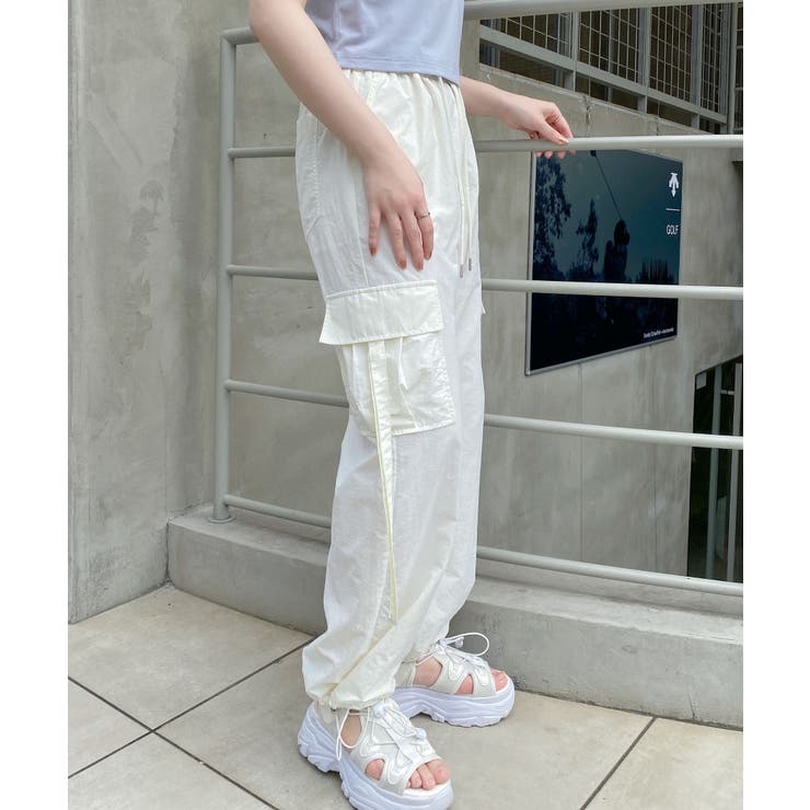 【美品】ENOF ナイロンパンツ　ホワイト　Mサイズ FREAK'S STORE｜別注 Wide Pattern Pants/ワイド 総柄ナイロン