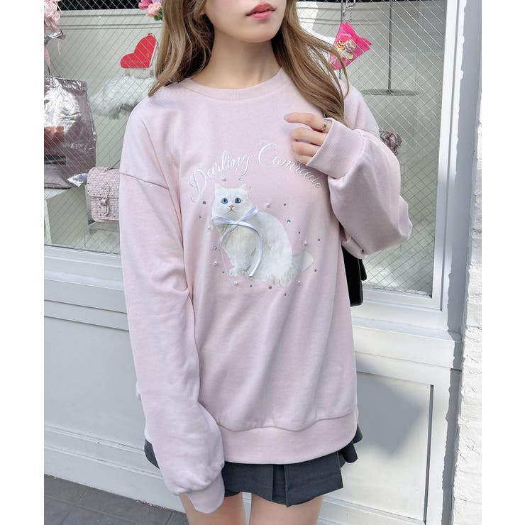 装飾リボン付ねこ裏毛トップス | INGNI  | 詳細画像15 