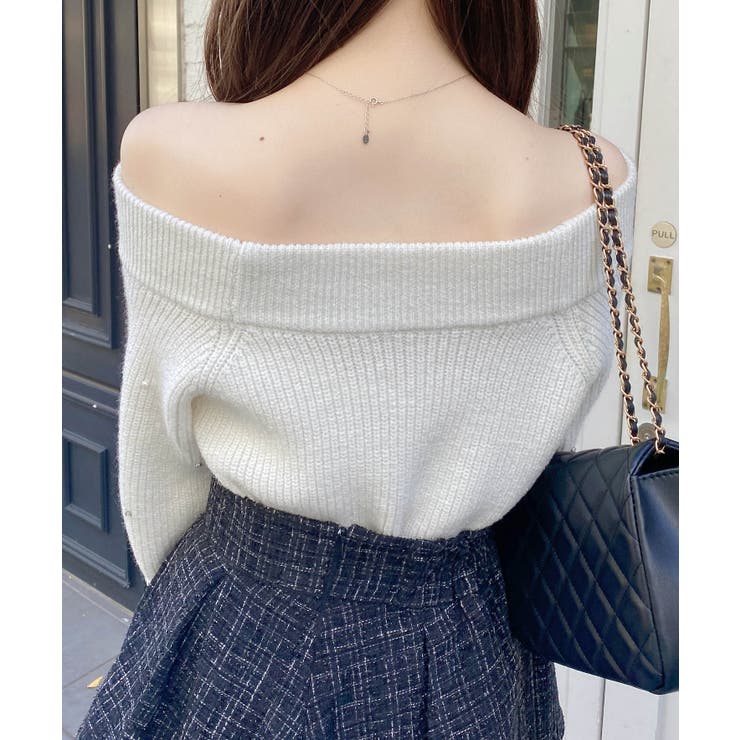 7Gもちもちラメ畦パールビジュ付オフショルニット | INGNI  | 詳細画像12 