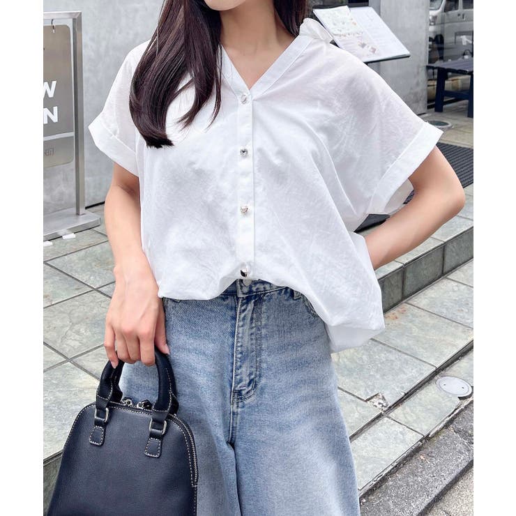 多種ボタン後ろレースアップタケノコシャツ | INGNI  | 詳細画像10 