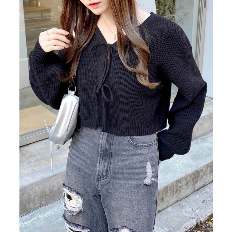 Vネックフロントリボンニットカーディガン | INGNI  | 詳細画像15 