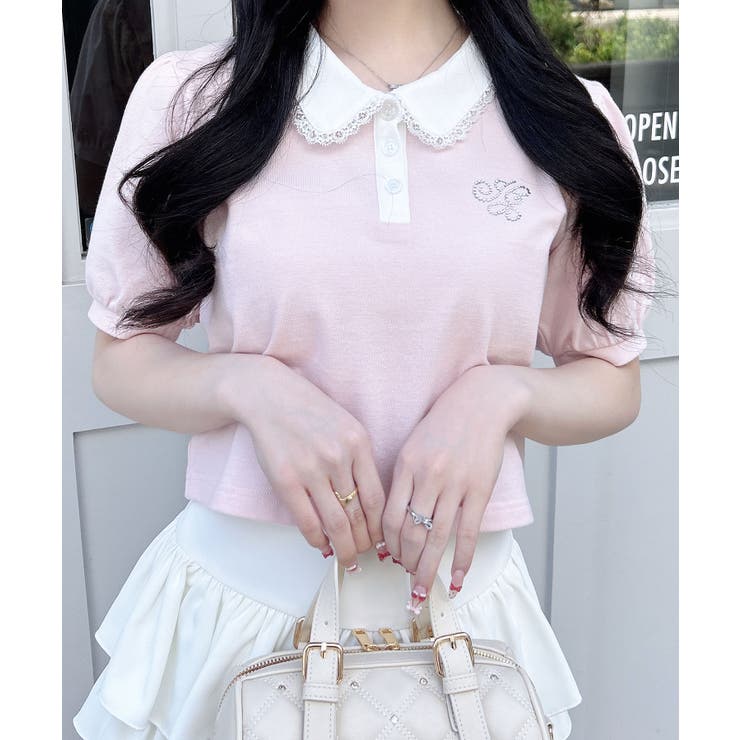 衿レース付胸ロゴポロシャツ | INGNI  | 詳細画像14 