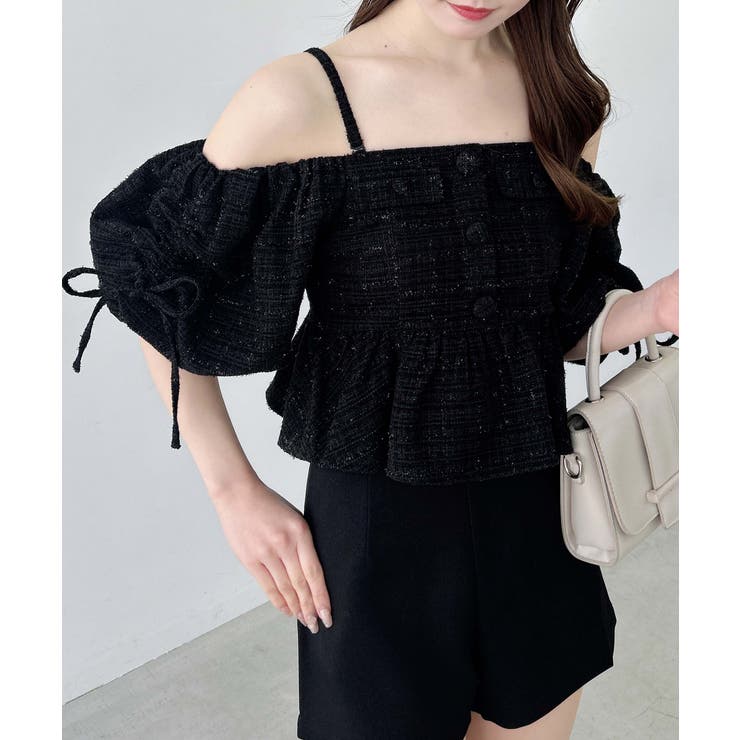 ツイードペプラムオフショルブラウス | INGNI  | 詳細画像17 