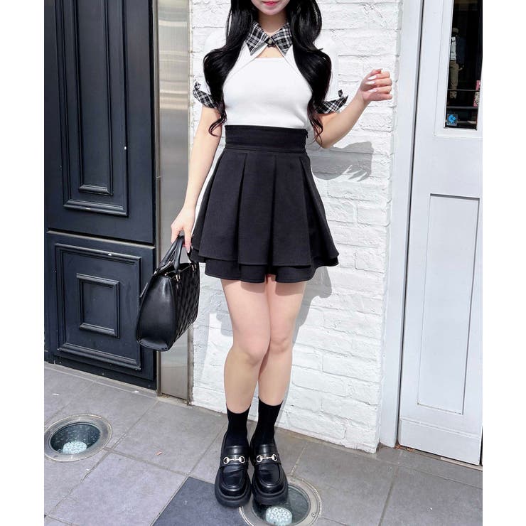 12G チェック衿デコルテオープン半袖ニット | INGNI  | 詳細画像6 