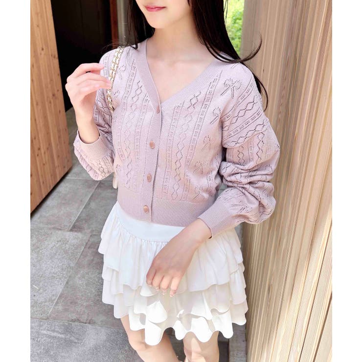 リボン柄パターンメッシュニットカーディガン | INGNI  | 詳細画像14 