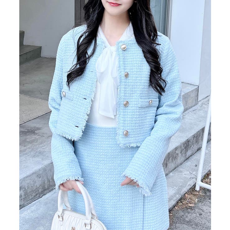 【美品】Diagram ツイードフリンジブルゾン ホワイト36 セール】 ツイードフリンジブルゾン （ブルゾン）｜GRACE CONTINENTAL