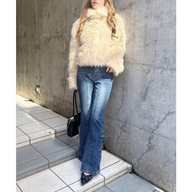 センターシームレースアップフレアデニムパンツ | INGNI  | 詳細画像16 