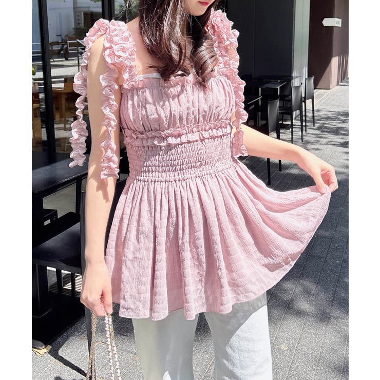 ピンク | シアーフリルチュニックブラウス | INGNI 