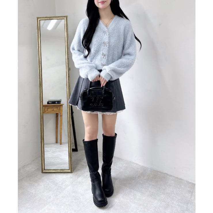 【WEB限定アイテム】Vネックリボン釦フェザーニットカーディガン | INGNI  | 詳細画像27 