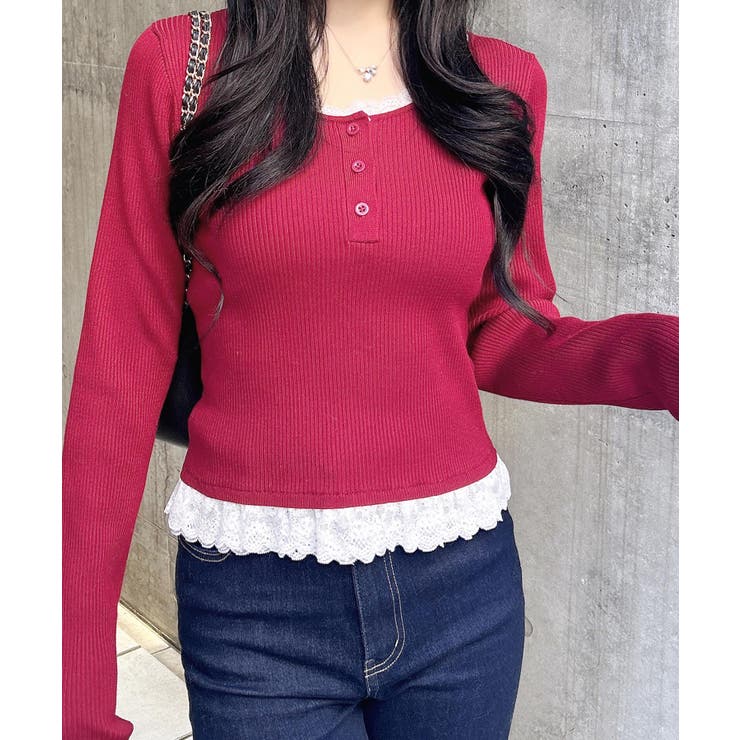 12Gヘンリーネックフリルレース付ニット | INGNI  | 詳細画像14 