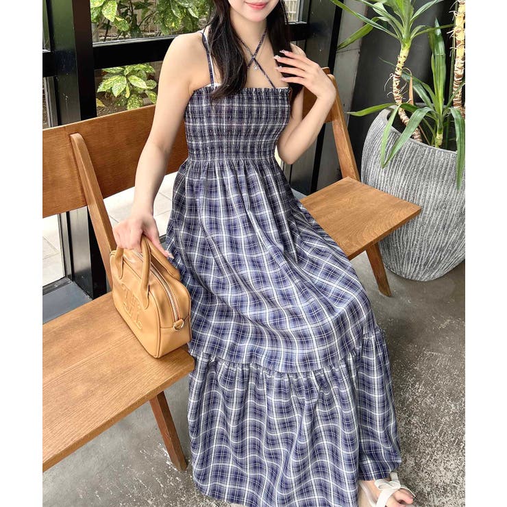 ホルターネックチェック柄シャーリングワンピース | INGNI  | 詳細画像6 