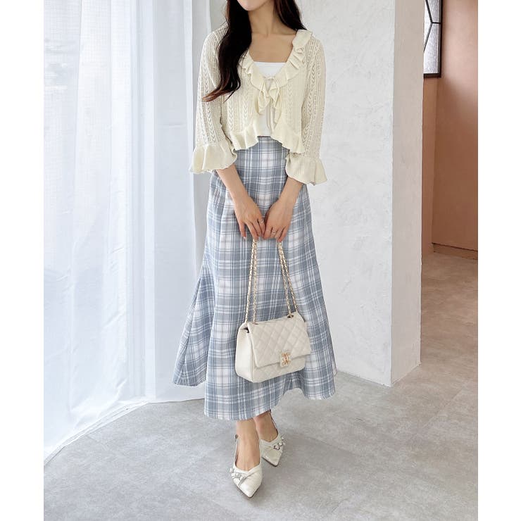 フロントリボンパターンメッシュフリルニットカーディガン | INGNI  | 詳細画像10 