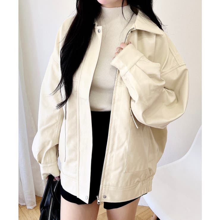 アイボリー | フェイクレザービッグブルゾン | INGNI 