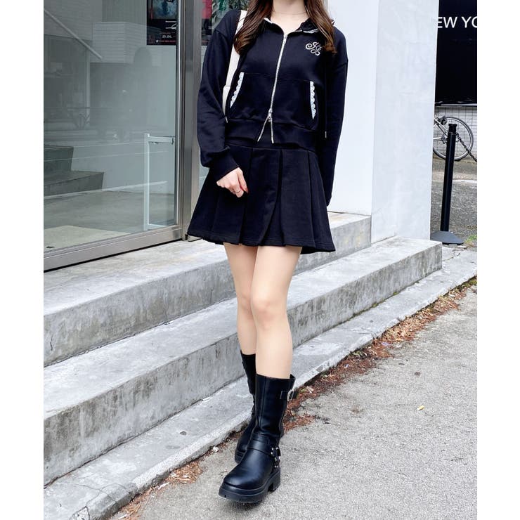 レース付胸ロゴ裏毛ショートZIPパーカー | INGNI  | 詳細画像28 