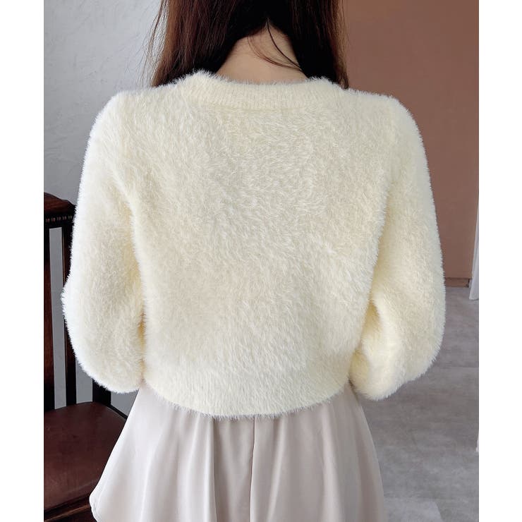 【WEB限定アイテム】Vネックリボン釦フェザーニットカーディガン | INGNI  | 詳細画像20 