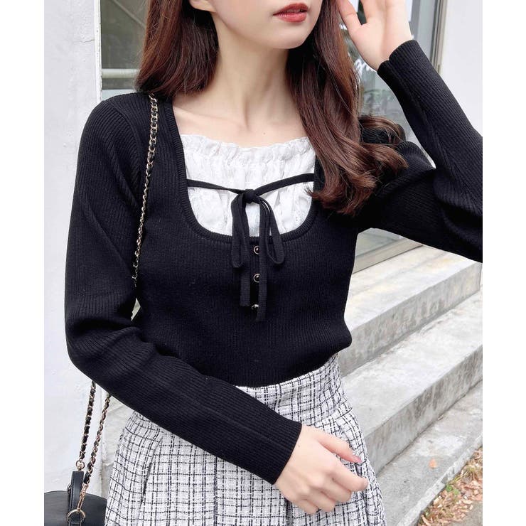 12Gフロントレースドッキングニット | INGNI  | 詳細画像2 