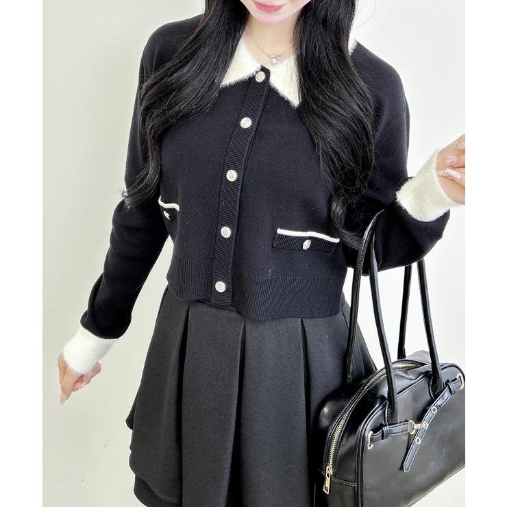 12Gフェザー衿配色ニットカーディガン | INGNI  | 詳細画像3 