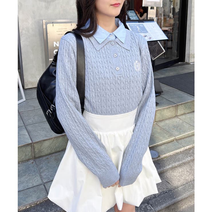 【WEB限定】ケーブルダブルカラーポロニット | INGNI  | 詳細画像13 