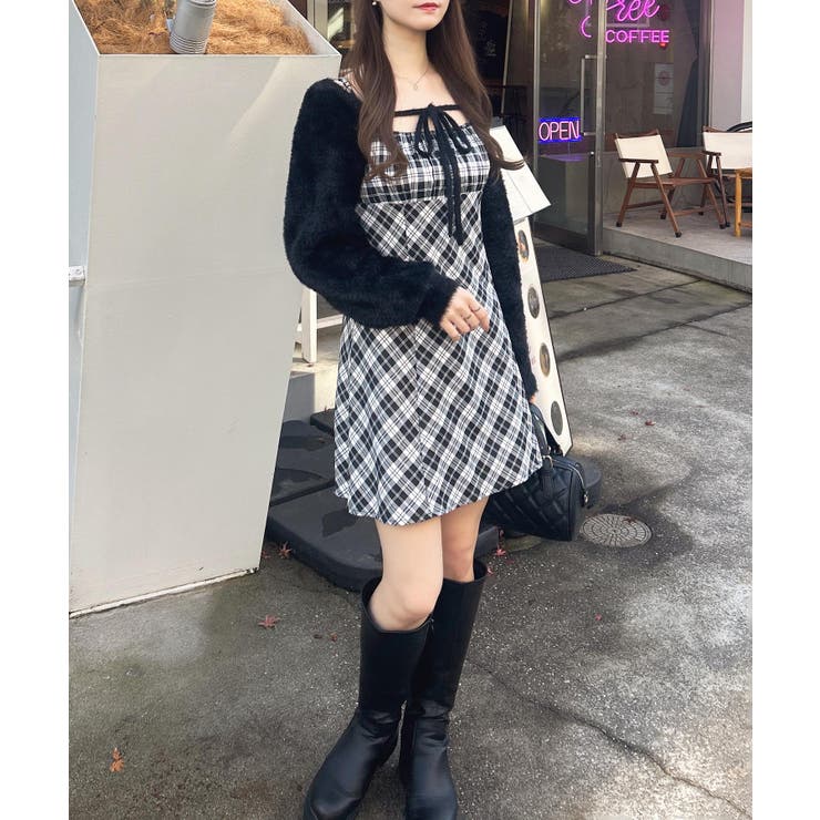 7Gフェザーボレロニット+CK柄ミニキャミワンピ | INGNI  | 詳細画像14 