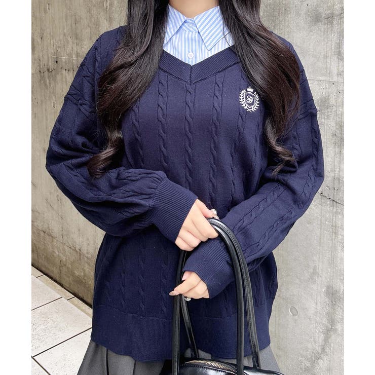 12GシャツドッキングVネックケーブルニット | INGNI  | 詳細画像9 