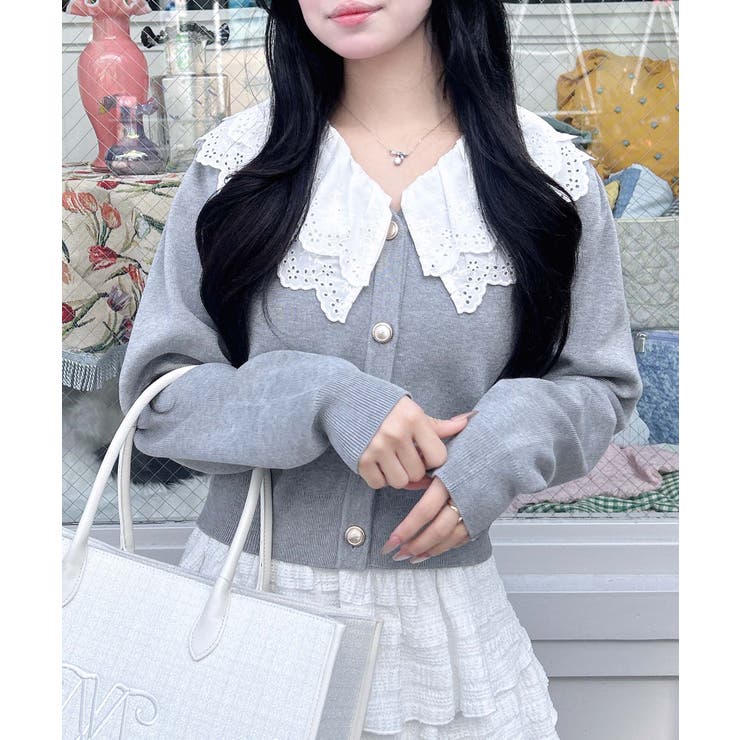 12Gレースフリル衿ニットカーディガン | INGNI  | 詳細画像15 