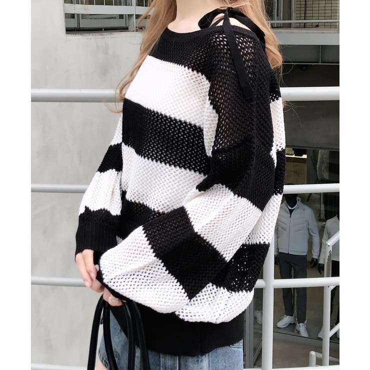 7Gメッシュボーダーチュニックニット | INGNI  | 詳細画像4 