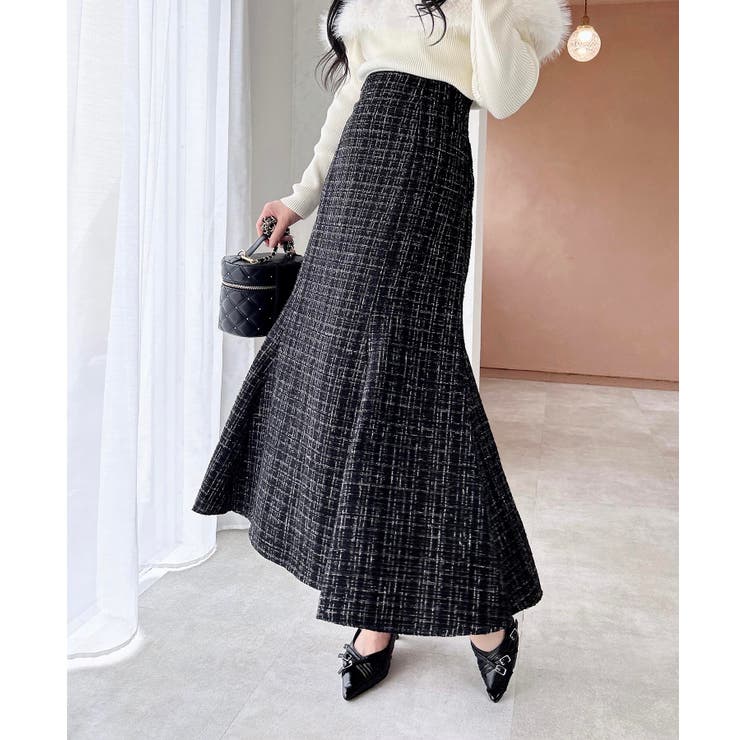 クロオフ/ツイード | バックレースアップツイードマーメイドスカート | INGNI 