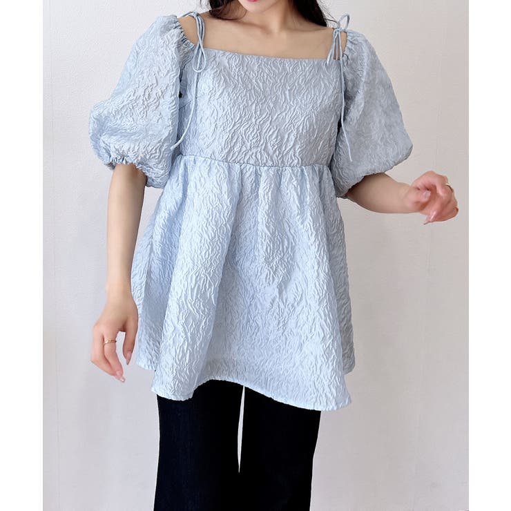 2Wayオフショルシアージャガードブラウス[品番：INGW0010723