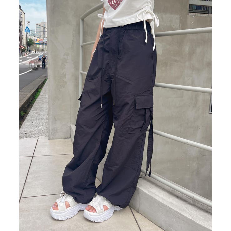 サイドストラップナイロンカーゴパンツ[品番：INGW0010103