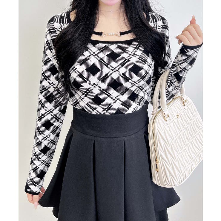 12Gパールビット付きチェックJQニット | INGNI  | 詳細画像1 