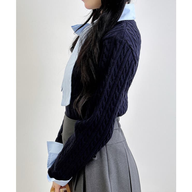 7Gボウタイシャツドッキングケーブルニット | INGNI  | 詳細画像14 