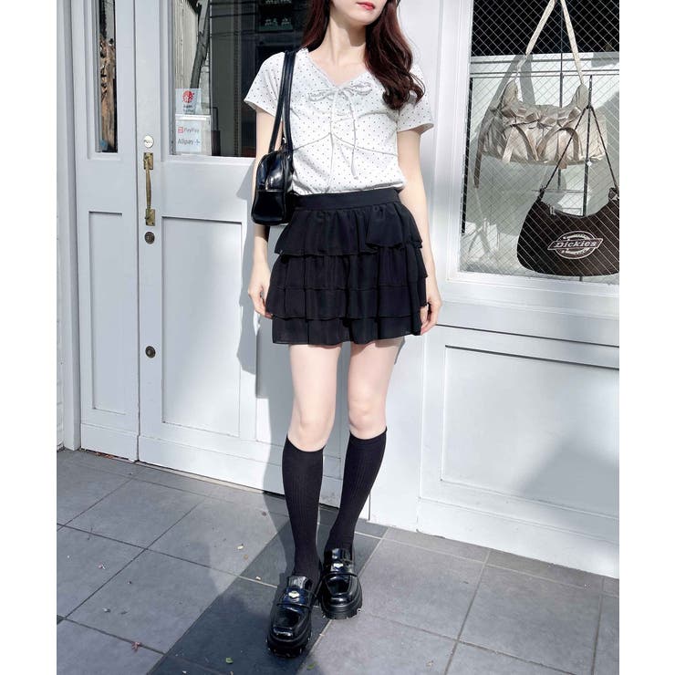 衿レース付フロントギャザーリボンリブTOPs | INGNI  | 詳細画像12 